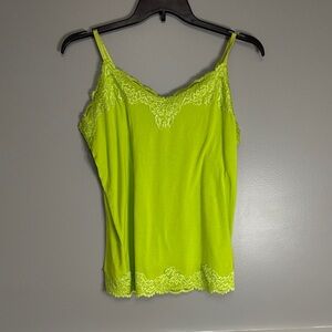 Lane Bryant Neon Lime Lace Trim Cami
